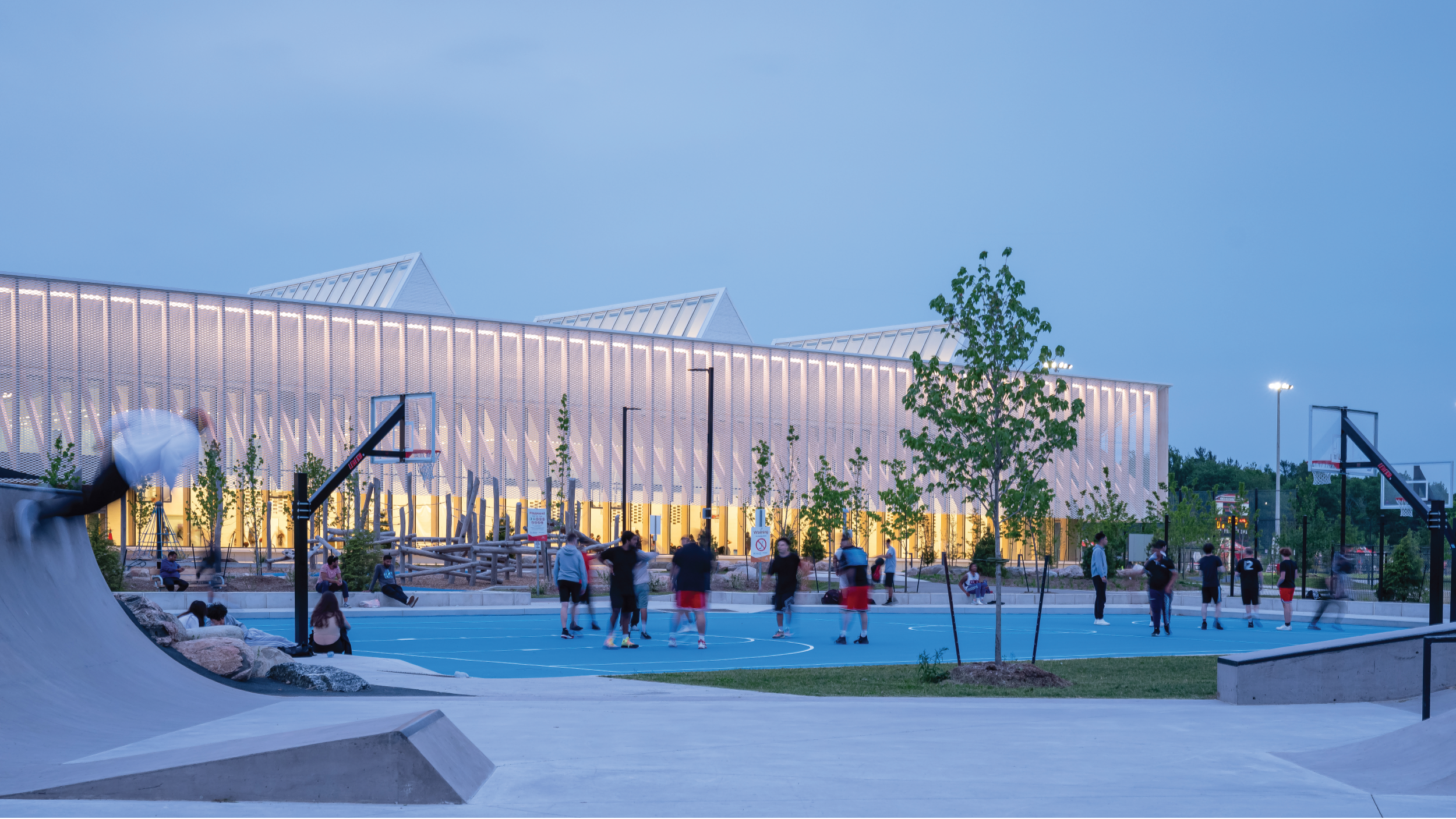 exterior image of Churchill Meadows Community Centre and Sports Park