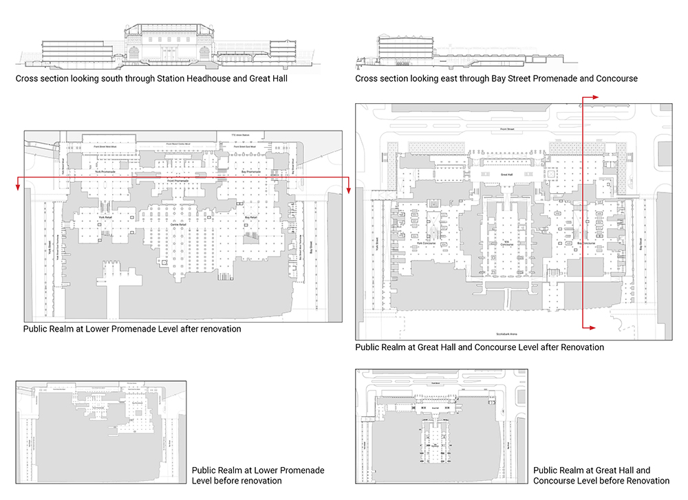 Site plans and sections of Union Station