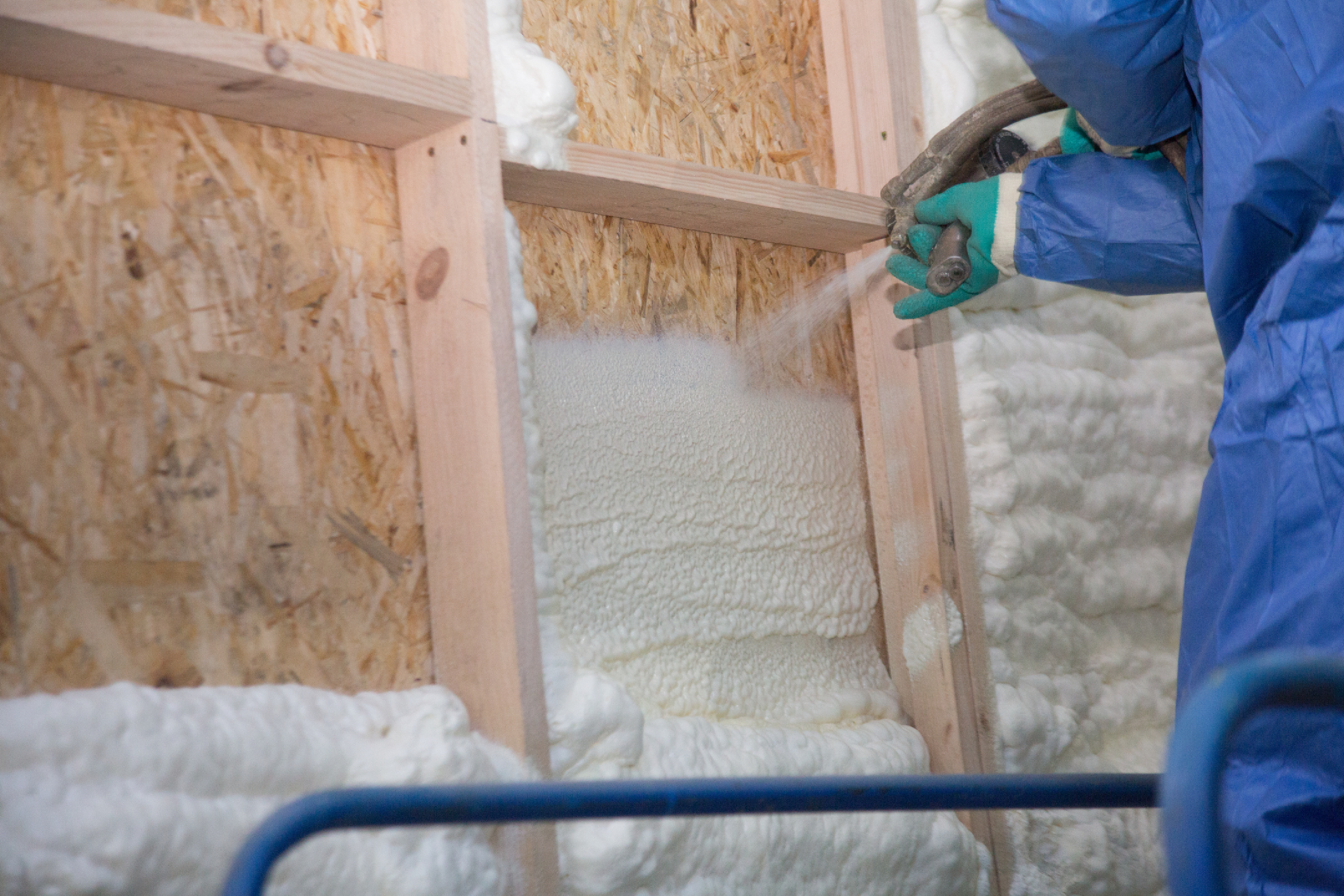 Building insulation in construction process