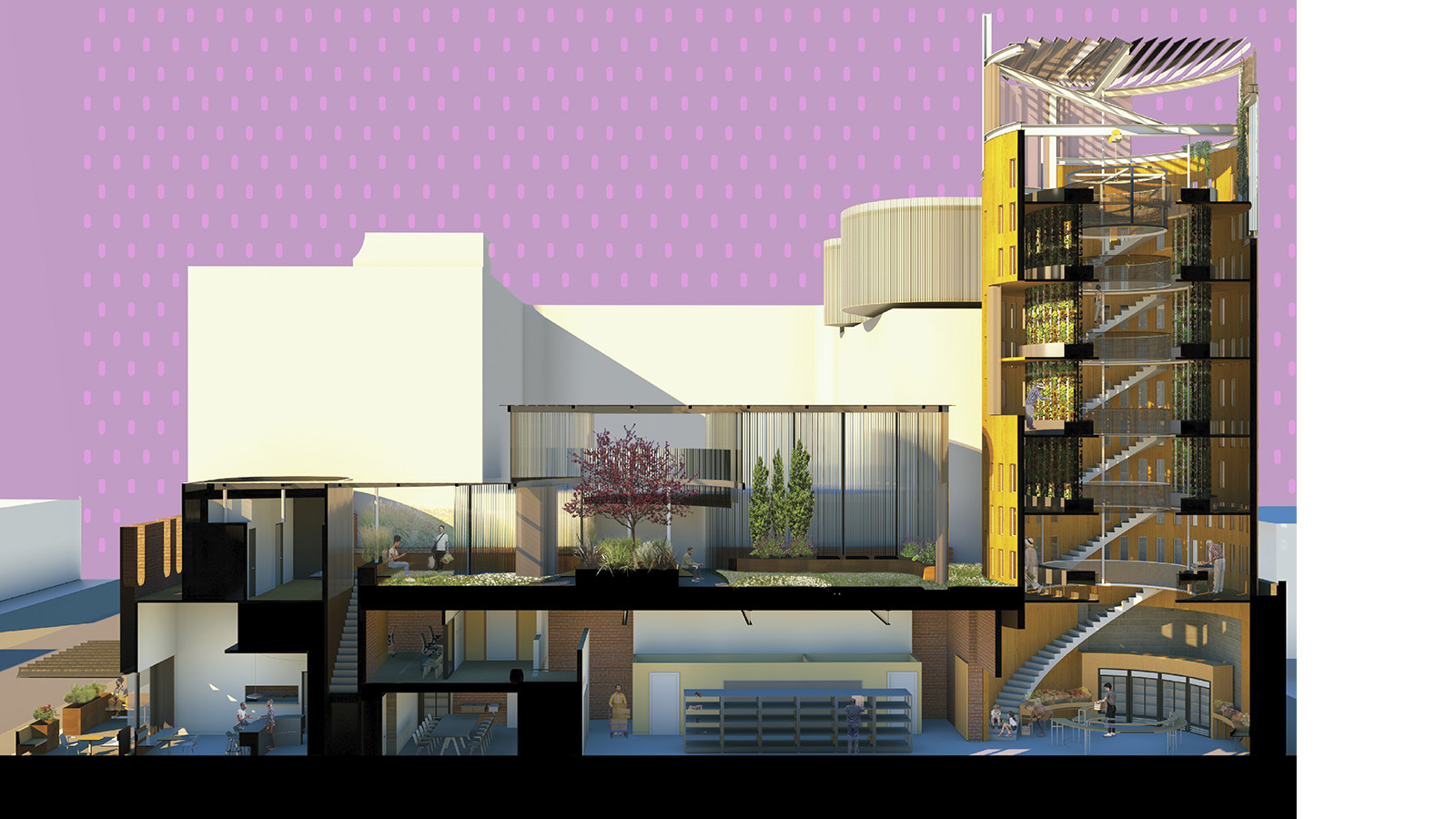 A rendered architectural section of the Parkdale Commons proposal
