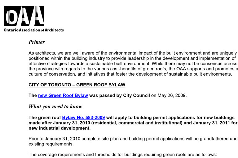 OAA Green Roof Bulletin image