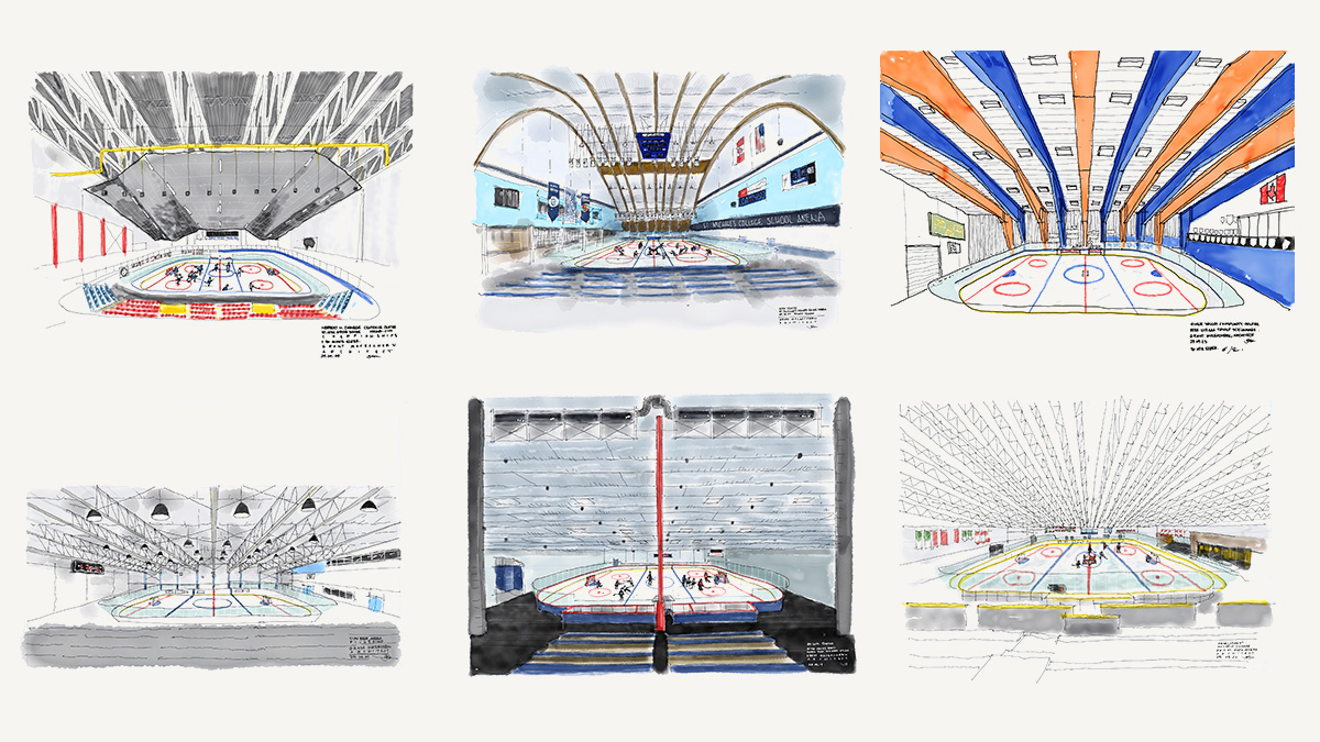 A Marker Drawing of a Hockey Stadium