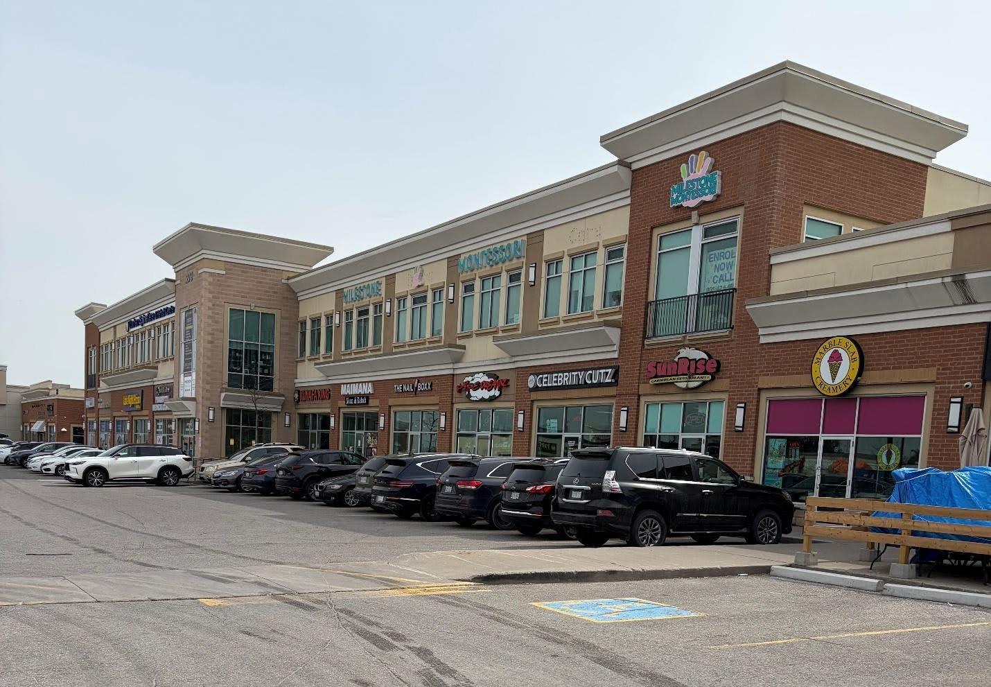 A row of retail stores