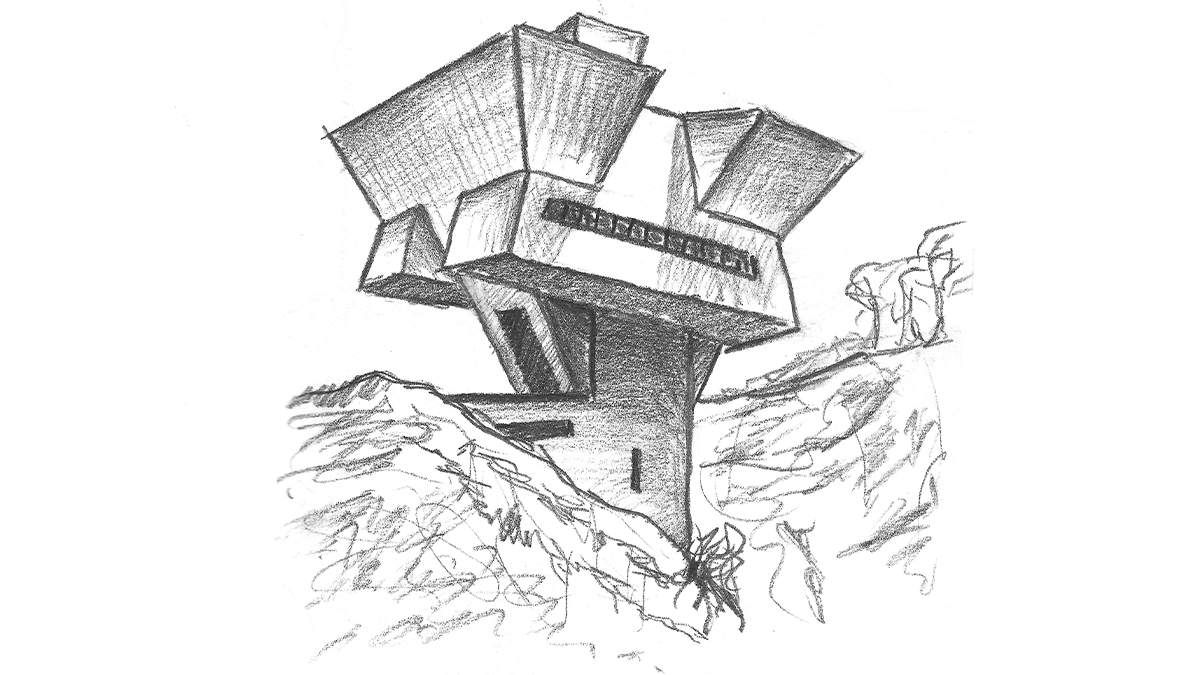 A black and white sketch